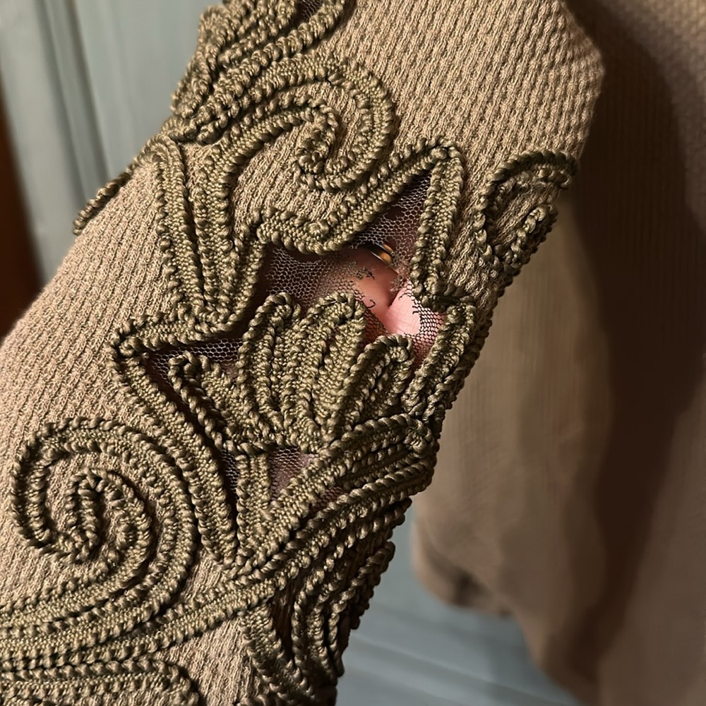 Free People Thermal Long-sleeve Shirt with Embellishments on the Sleeves *AS IS - Picture 3 of 6